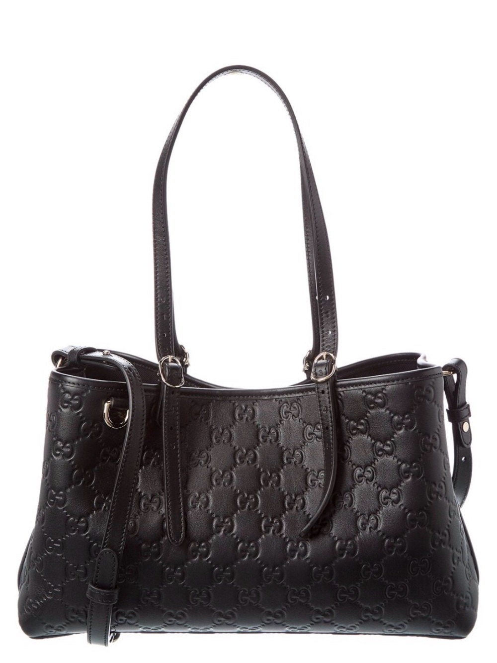 Gucci Black Embossed Leather Shoulder Bag
